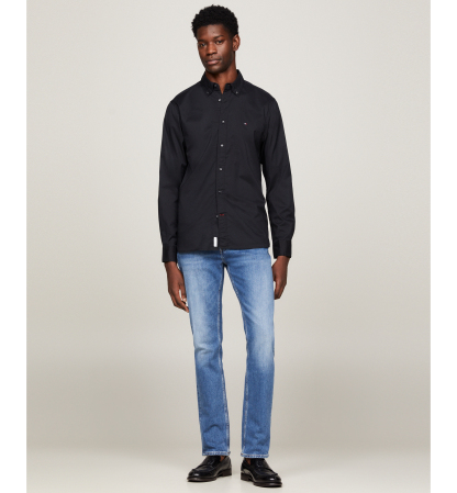 Tommy Hilfiger Men's Regular-Fit Stretch Poplin Button-Down Shirt - Black