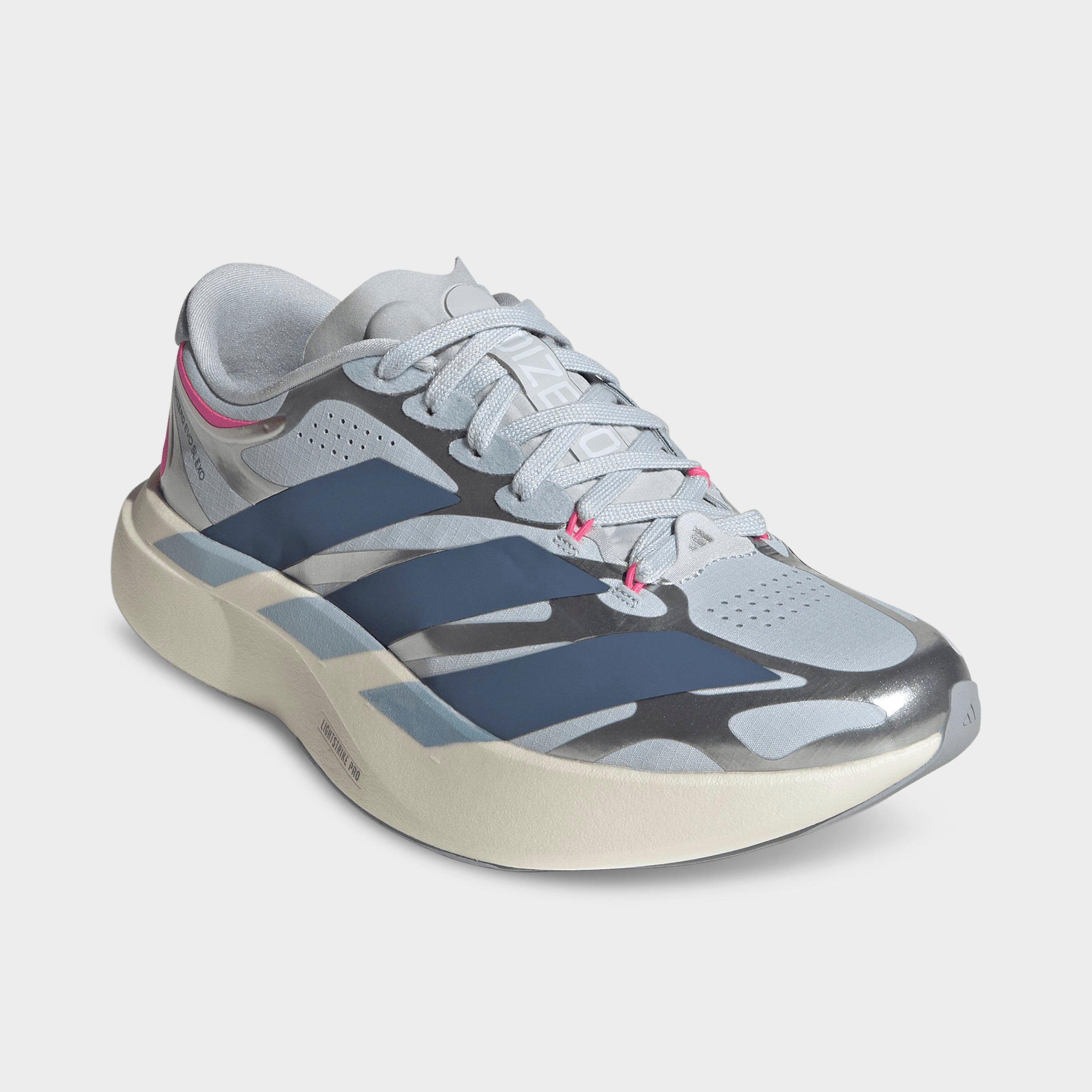 Women's adidas Adizero EVO SL Exo Running Shoes - Part 1 - Halo Blue/Preloved Ink/Silver Metallic - Both shoes facing left