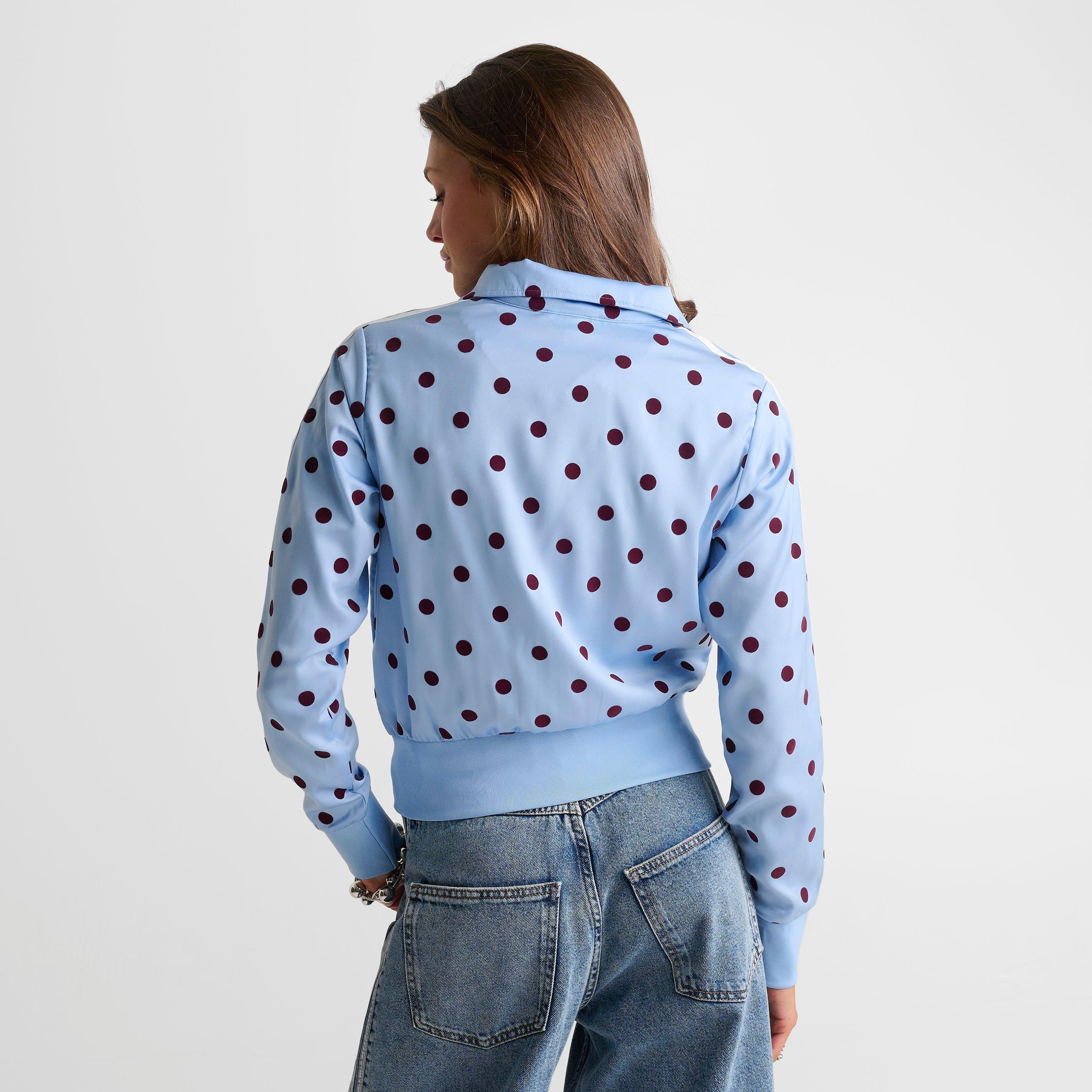 Women's adidas Originals Firebird Polka Dot Satin Track Jacket - Clear Sky
