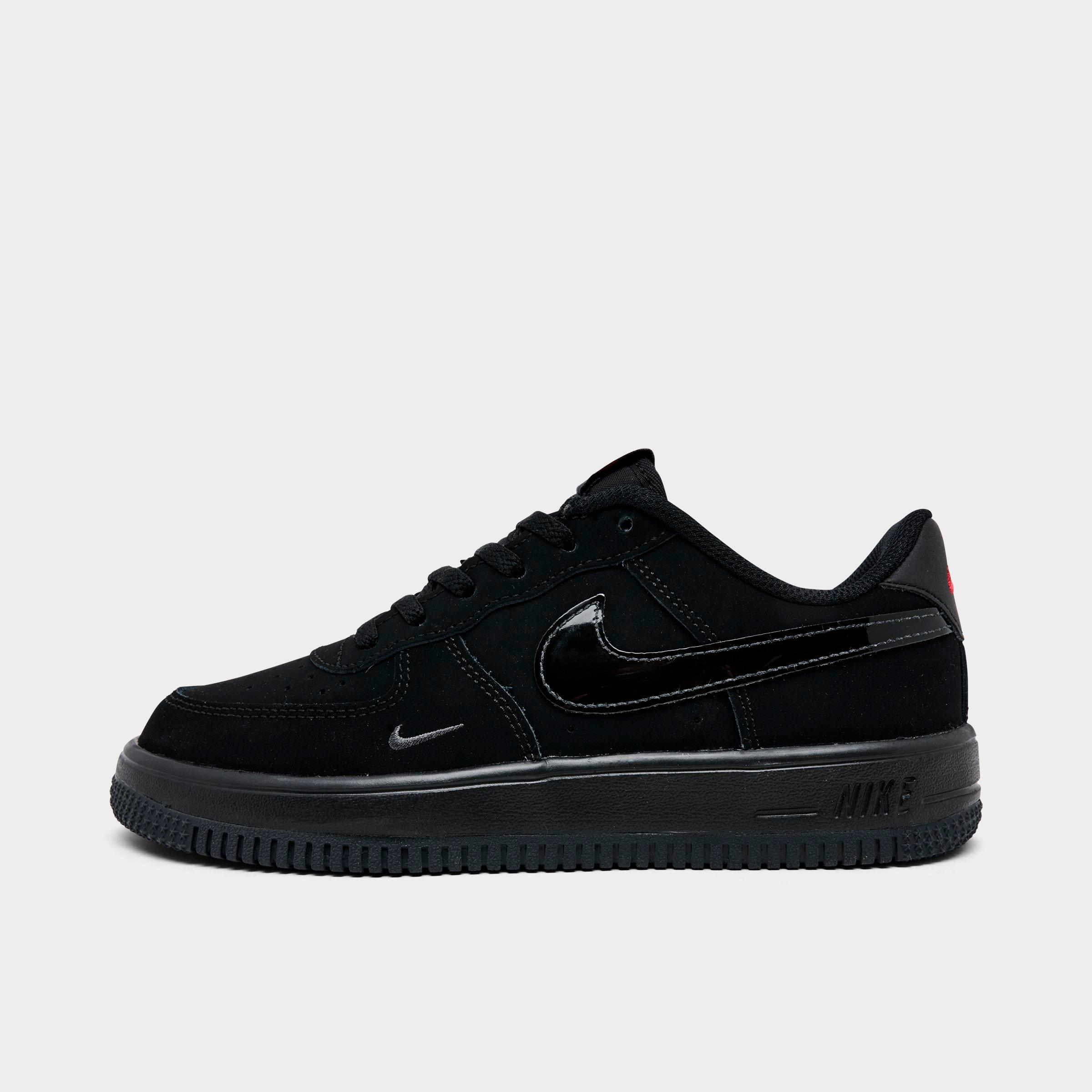 Little Kids' Nithtke Force 1 Casual Shoes - Part 2 - Black/Smoke Grey/Dark Smoke Grey - Left shoe facing left. Outside of the shoe.