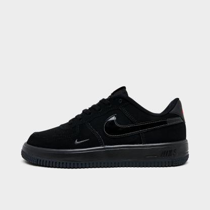 Little Kids' Nithtke Force 1 Casual Shoes - Part 2 - Black/Smoke Grey/Dark Smoke Grey - Left shoe facing left. Outside of the shoe.
