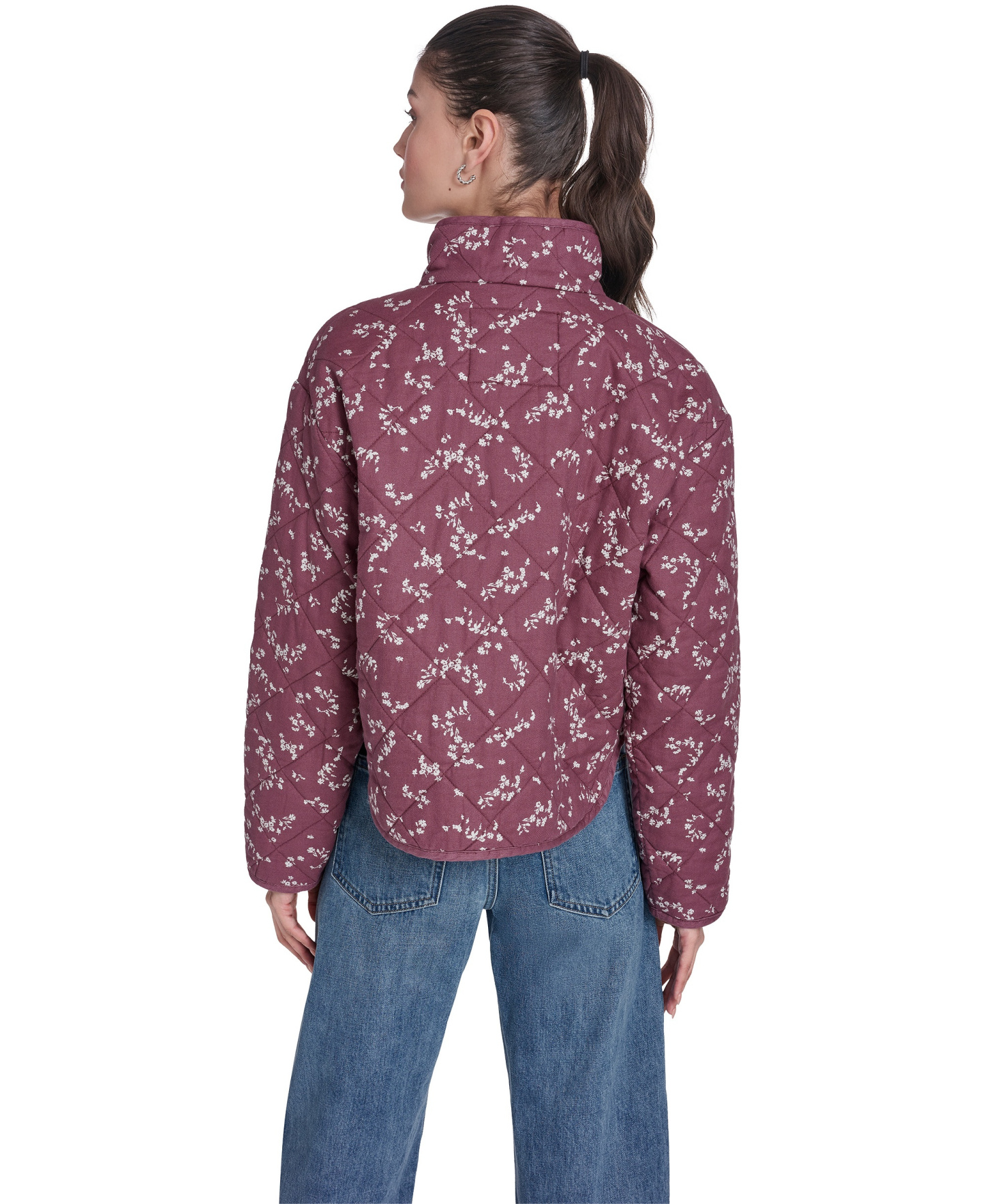 Levi's Women's Quilted Short Liner Zipper Jacket - Pink Floral Print