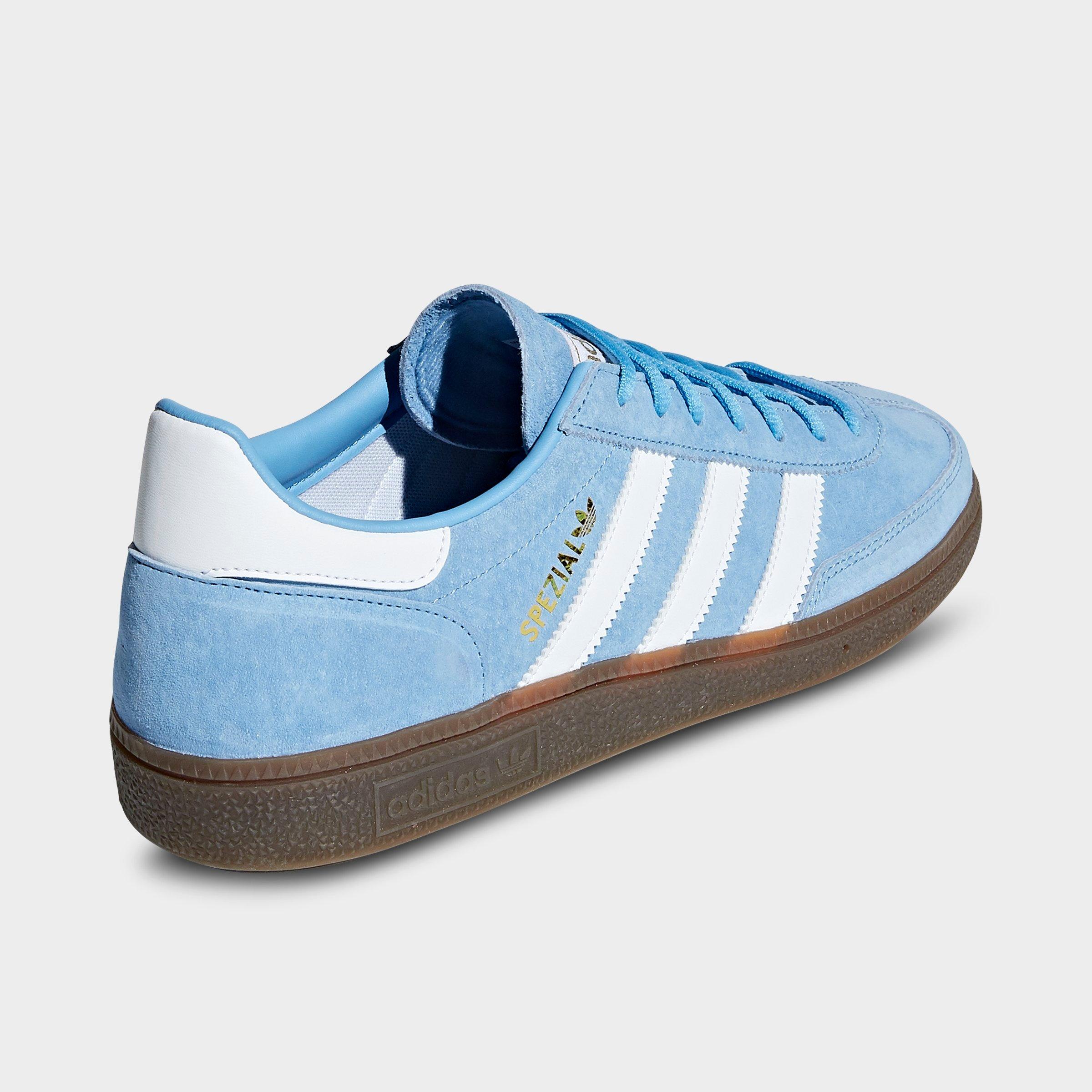 Men's adidas Originals Handball Spezial Casual Shoes - Part 1 - Light Blue/White/Gum - Back view