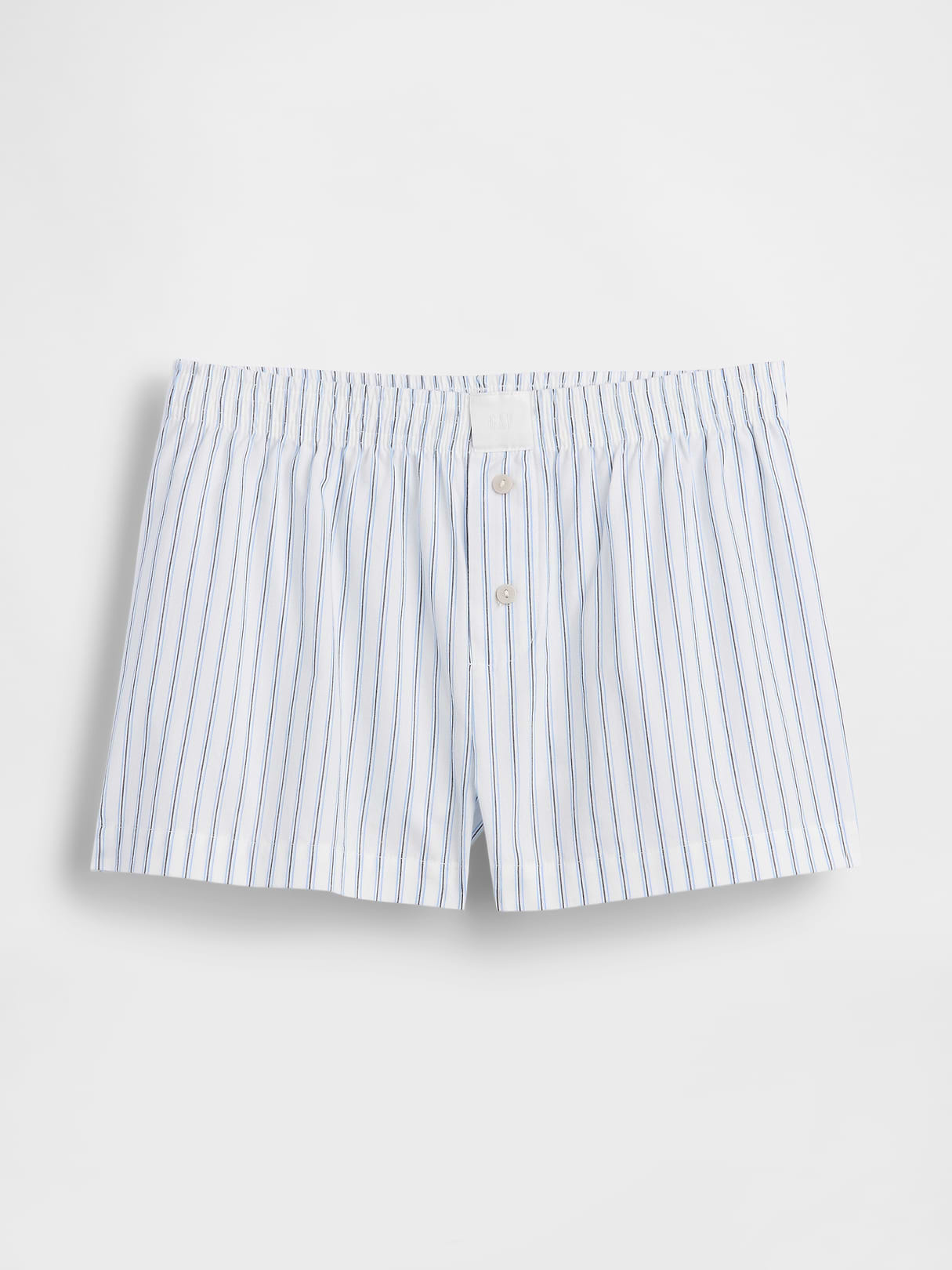 Poplin PJ Boxer Shorts - White & blue stripe