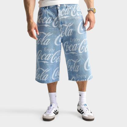 Men's adidas Originals x Coca-Cola Loose Denim Shorts - Indigo Denim - view 1
