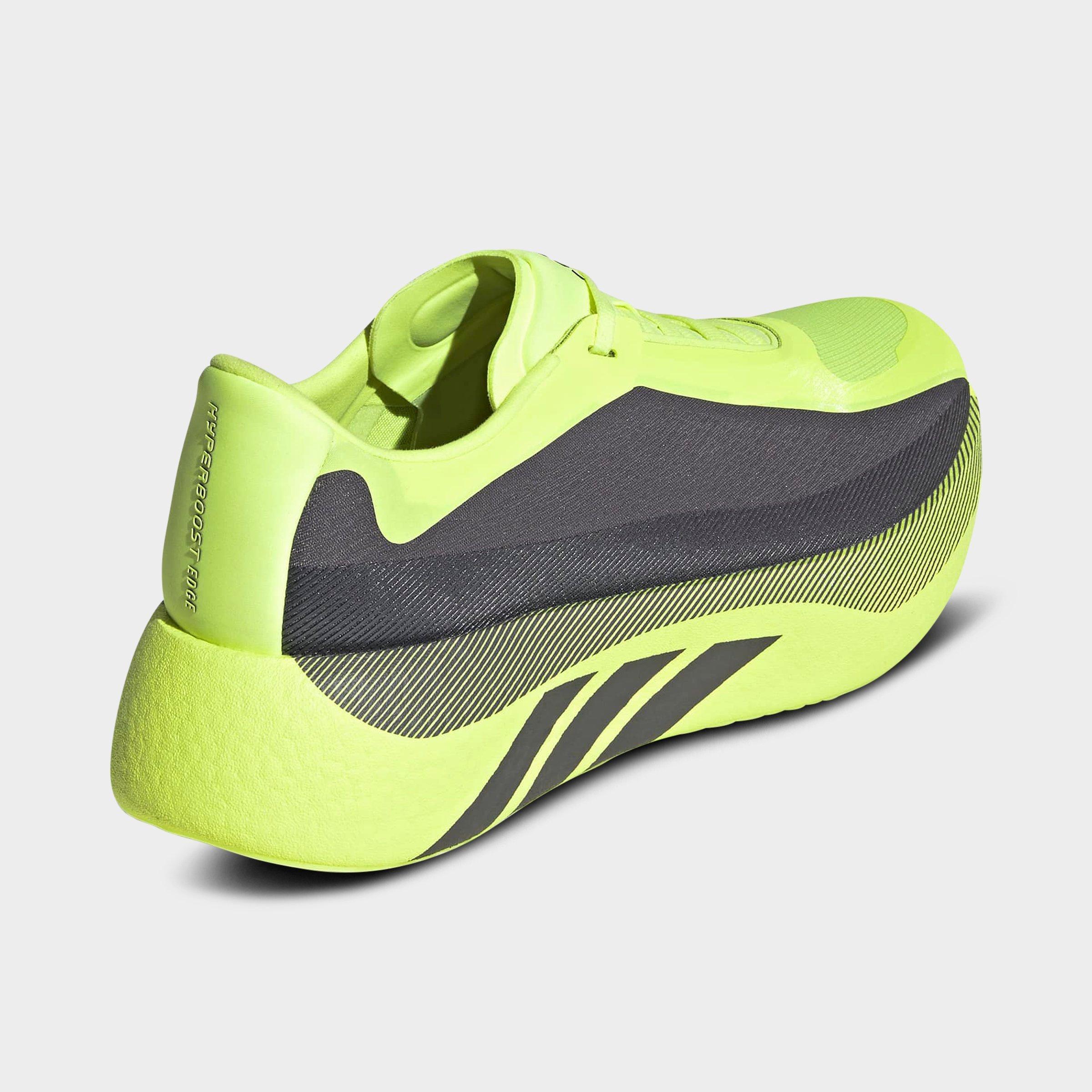 Men's adidas Hyperboost Edge Running Shoes - Part 1 - Hi-Res Yellow/Iron Metallic/Grey - Back view