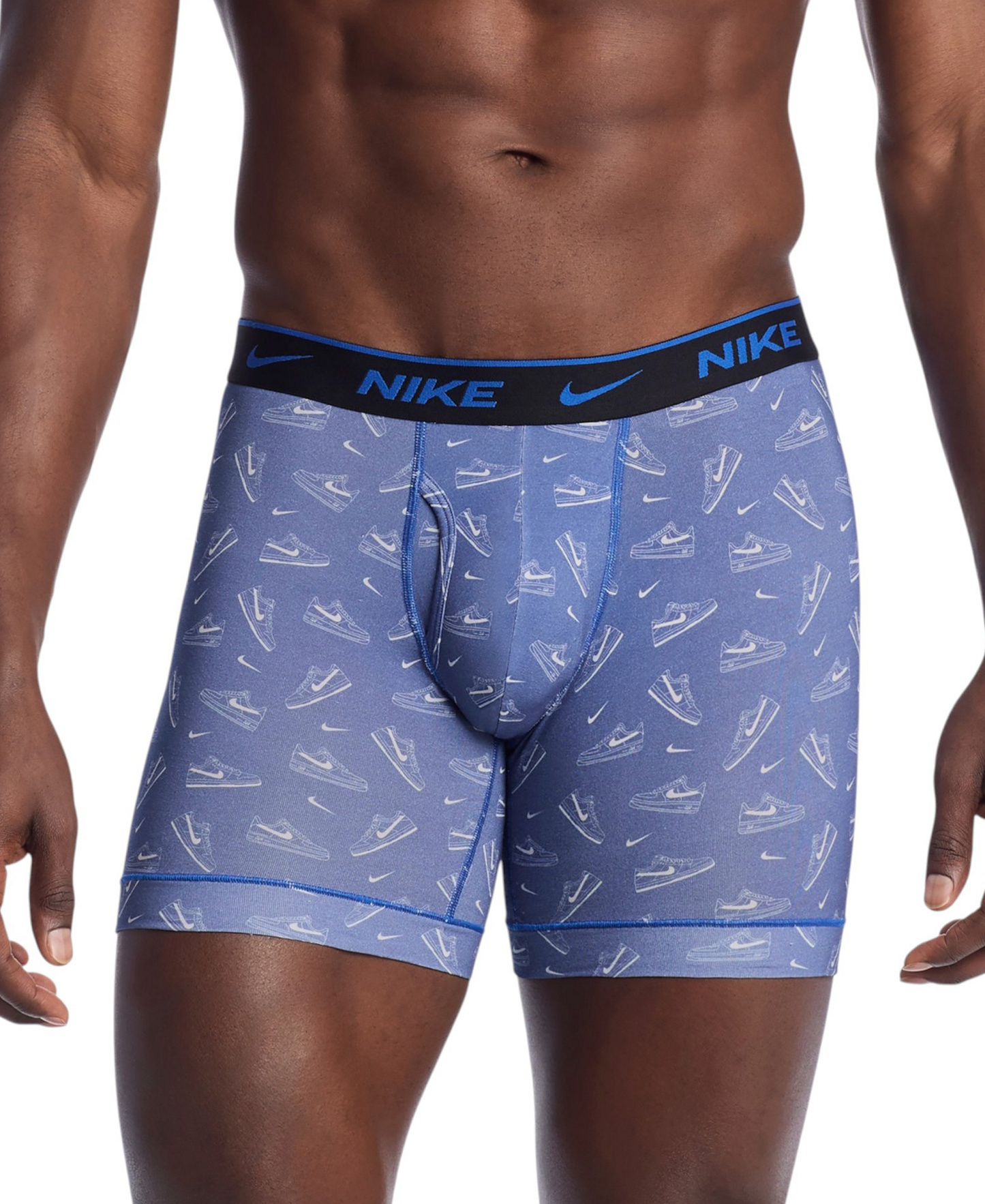 Nike Mens Dri-FIT Essential Cotton Stretch Boxer Briefs, 3-Pack - Game Royal Sneaker Print/Cool Grey/Black