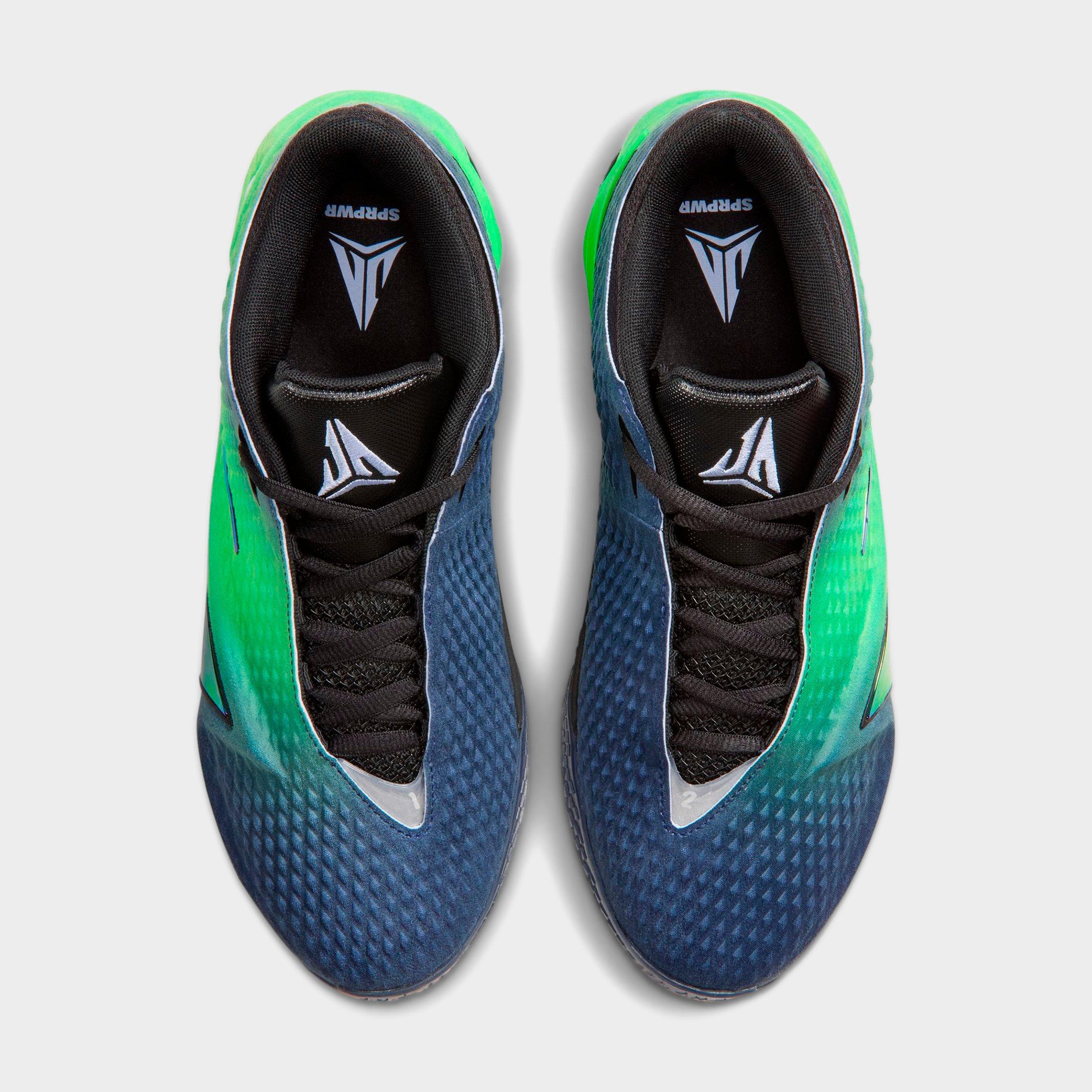 Men's Nithtke Ja 4 Basketball Shoes - Obsidian/Multi-Color/Black/Voltage Green - Top view