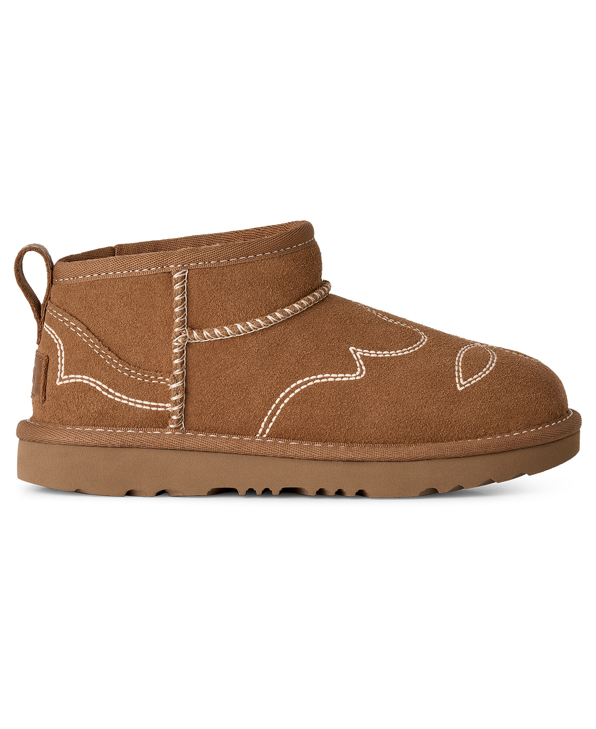 UGG® Kids Classic Ultra Mini Western Round Toe Booties - Chestnut