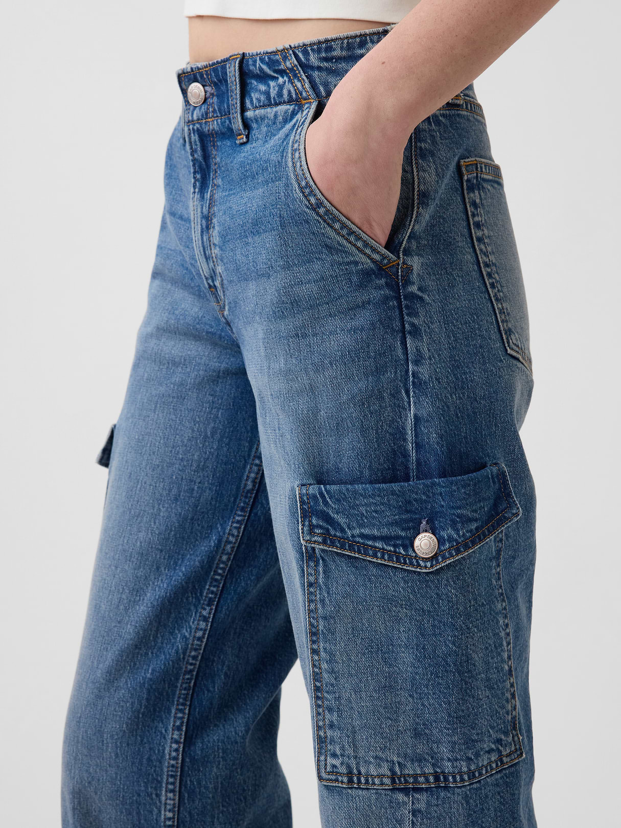 Low Rise '90s Loose Jeans - Dark wash cargo