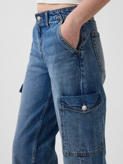 Low Rise '90s Loose Jeans - Dark wash cargo