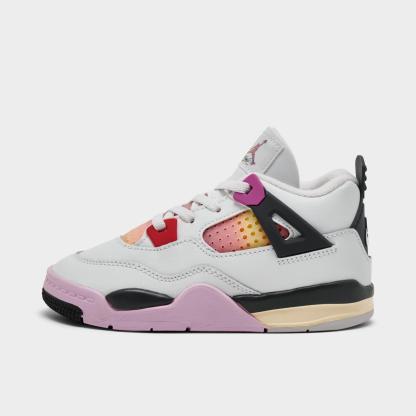 Kids' Toddler Air Jordan Retro 4 Basketball Shoes - Off White/Anthracite/Fire Pink - view 1