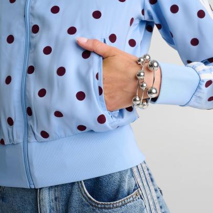 Women's adidas Originals Firebird Polka Dot Satin Track Jacket - Clear Sky