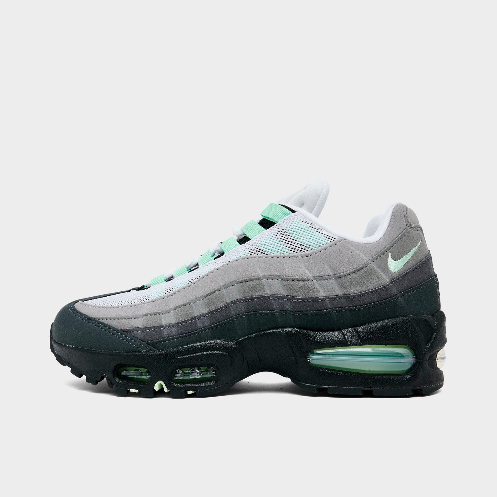 Women's Nike Air Max 95 Big Bubble Casual Shoes - Black/White/Medium Grey/Fresh Mint