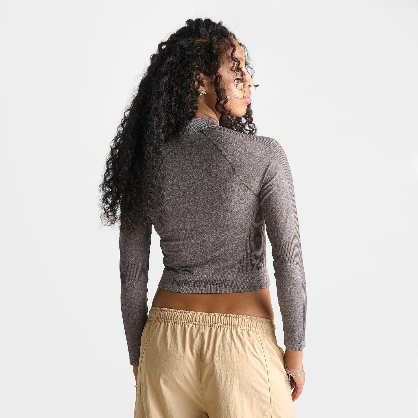 Women's Nithtke Pro Seamless Cropped Full-Zip Training Top - Ridgerock/Heather
