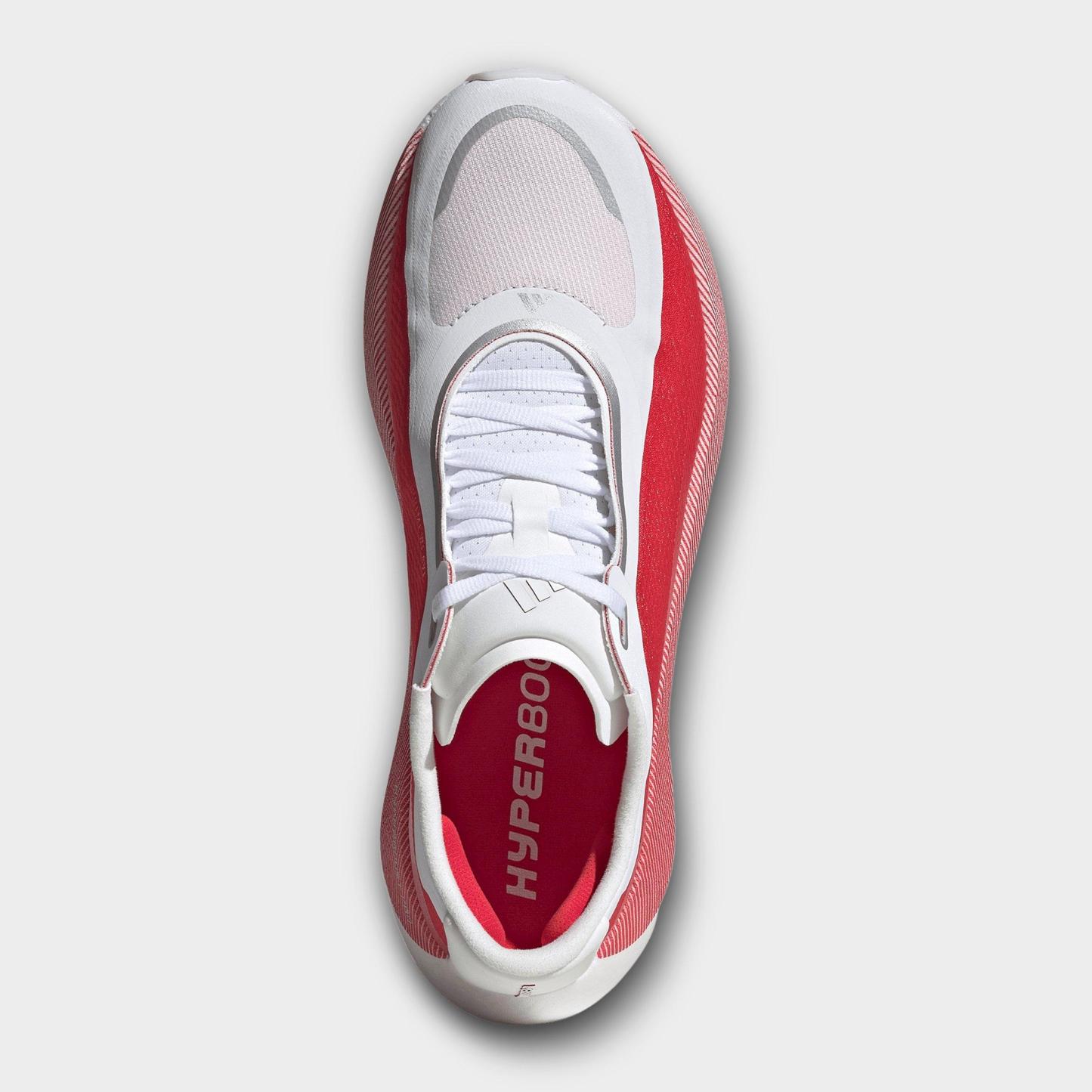 Men's adidas Hyperboost Edge Running Shoes - Part 1 - Cloud White/Pure Ruby/Metallic - Top view