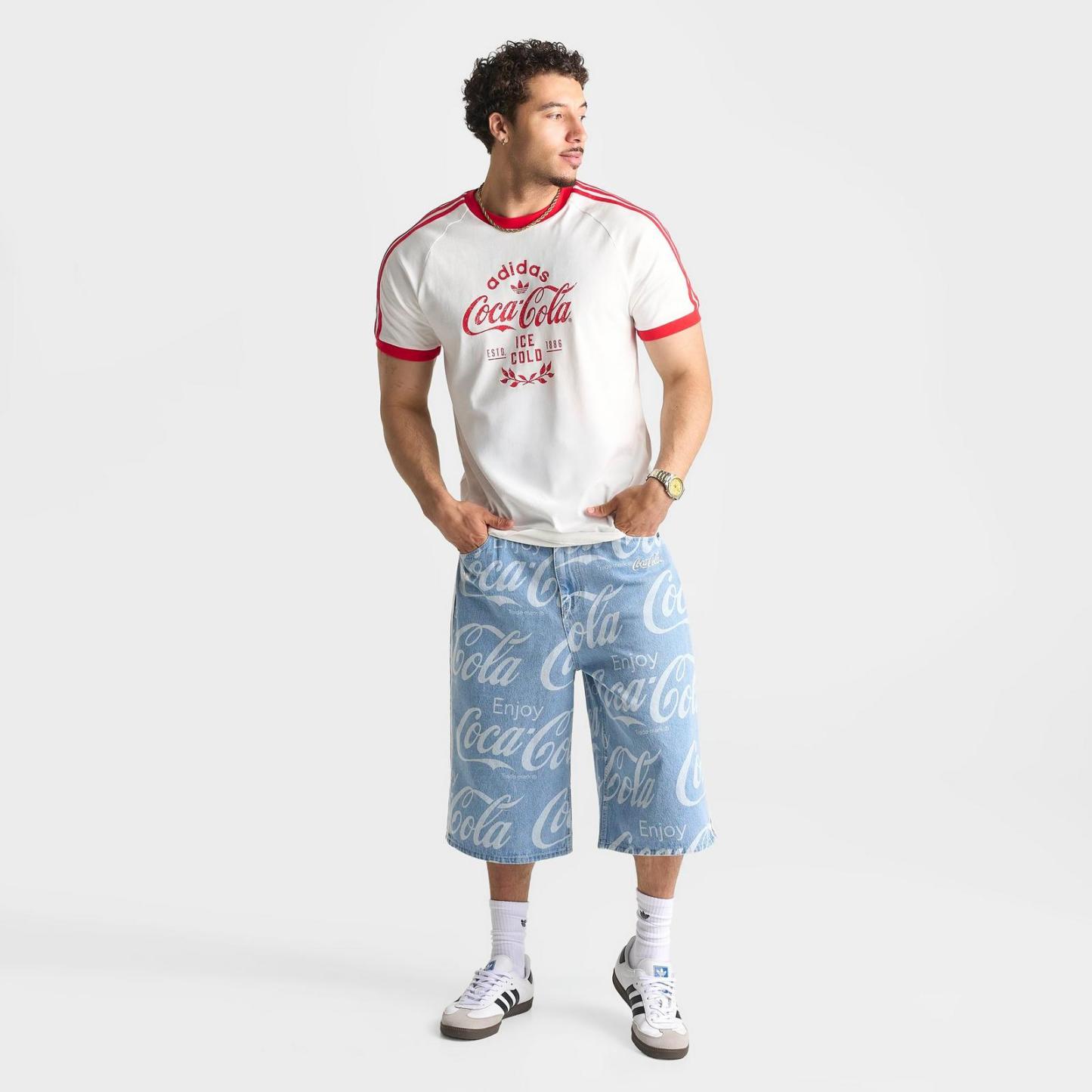 Men's adidas Originals x Coca-Cola Loose Denim Shorts - Indigo Denim - view 2