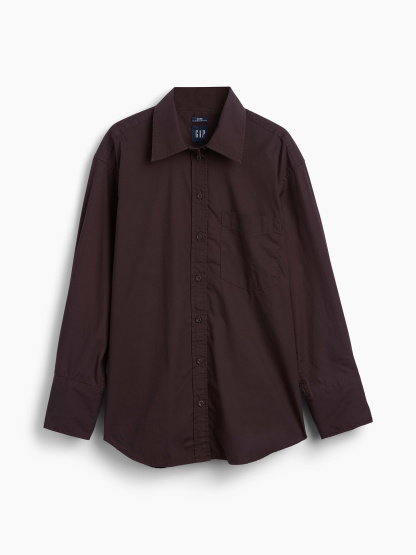 Organic Cotton Poplin Big Shirt - Terra brown