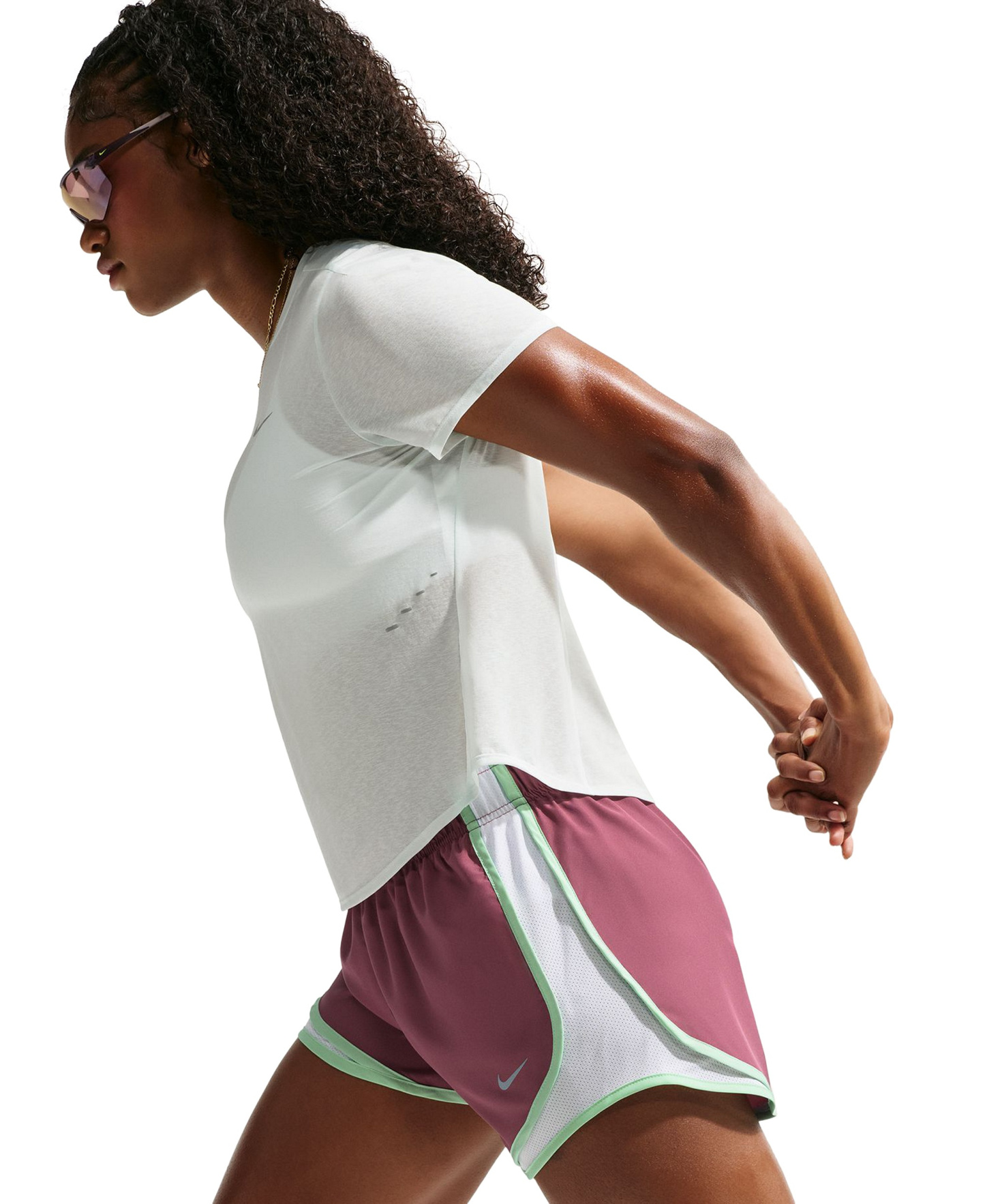 Nike Women's Tempo Dri-FIT Mid-Rise Running Shorts - Pink Smoke/white/reflective Silv