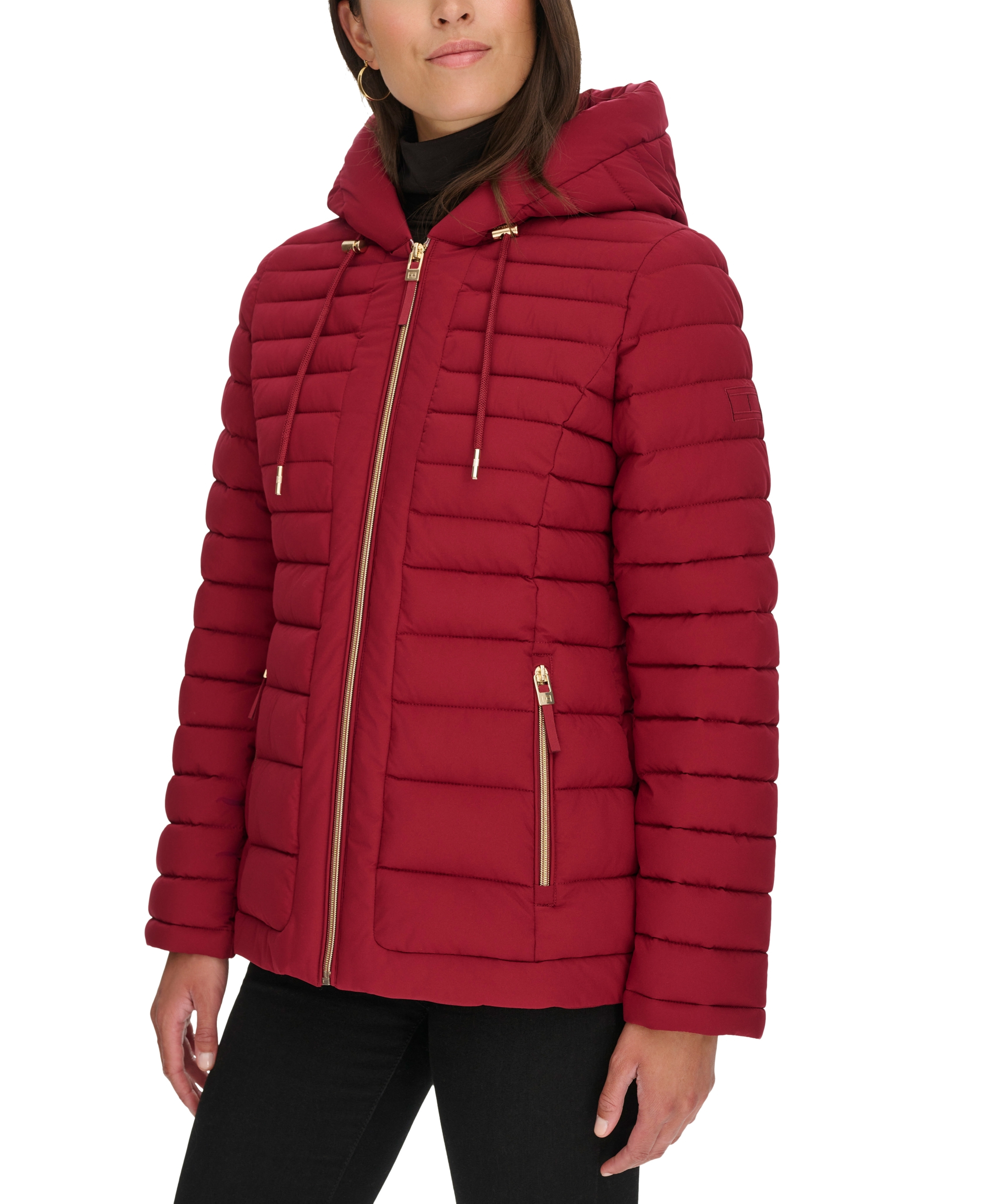 Tommy Hilfiger Women's Hooded Packable Puffer Coat - Rouge