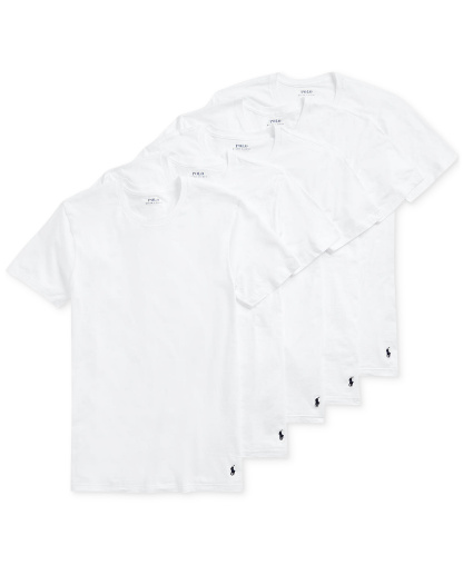 Polo Ralph Lauren Men's 5-Pack Crew-Neck Undershirts - White