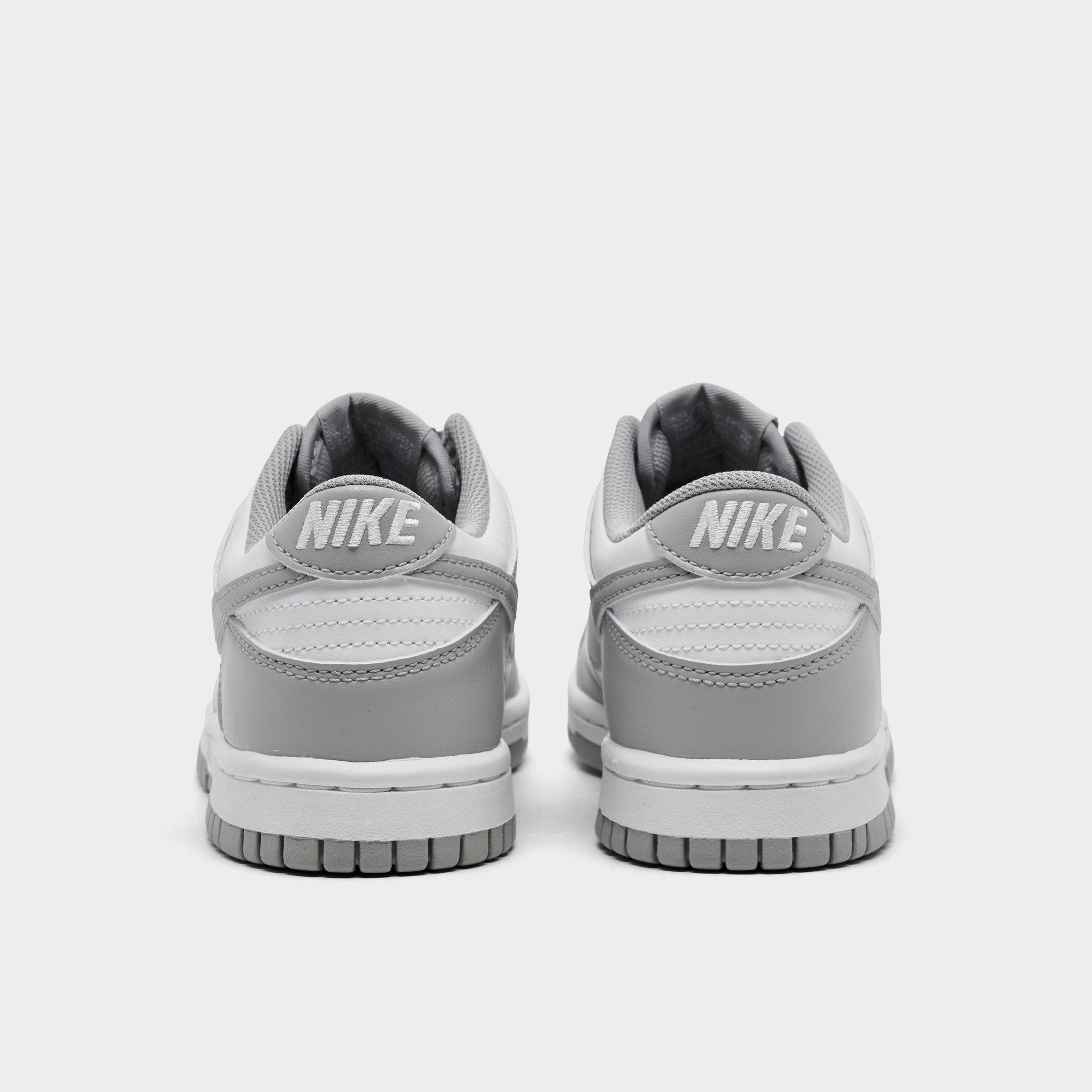 Big Kids' Nithtke Dunk Low Casual Shoes - Part 1 - White/White/Light Smoke Grey - Back view