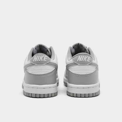 Big Kids' Nithtke Dunk Low Casual Shoes - Part 1 - White/White/Light Smoke Grey - Back view