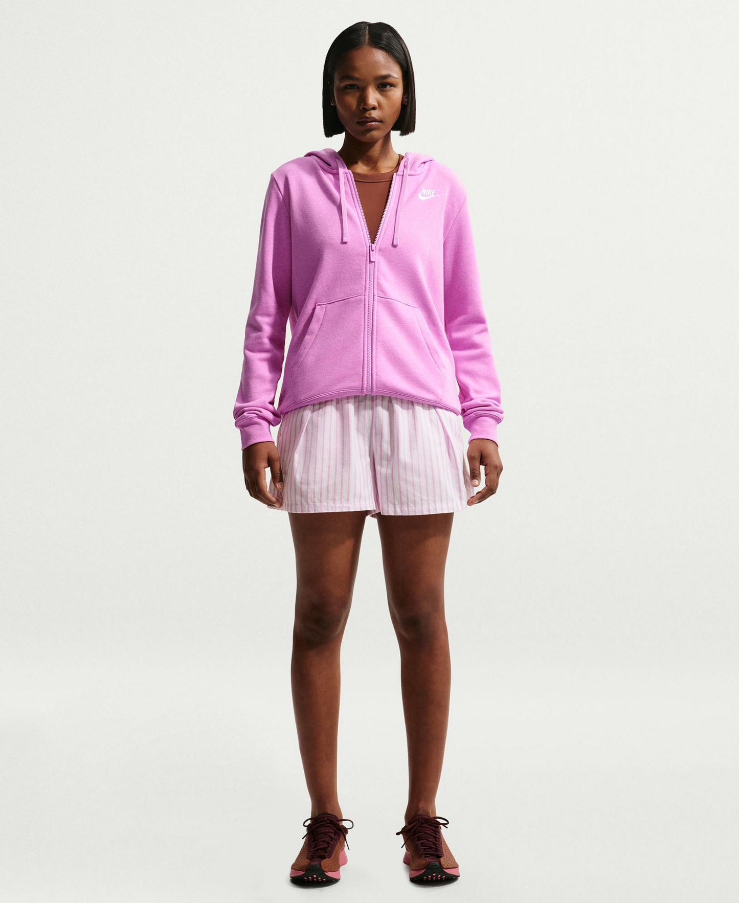 Nike Women's Sportswear Club Fleece Full-Zip Hoodie - Lt Magenta/htr/white