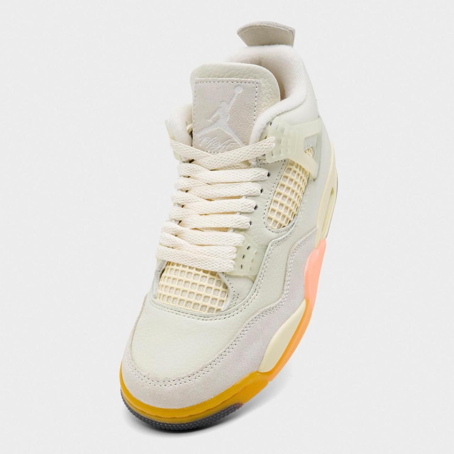 Women's Air Jordan Retro 4 Casual Shoes - Coconut Milk/Bright Mango/Bright Mango/Muslin - view 3