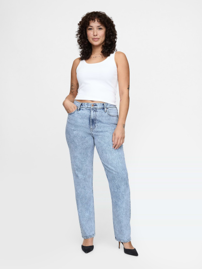 High Rise '90s Slim Straight Jeans - Light acid wash
