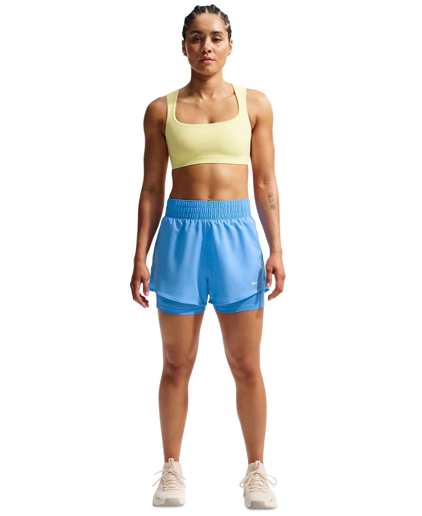 Nike Women's One Dri-Fit High-Waist 2-in-1 Shorts - University Blue/white