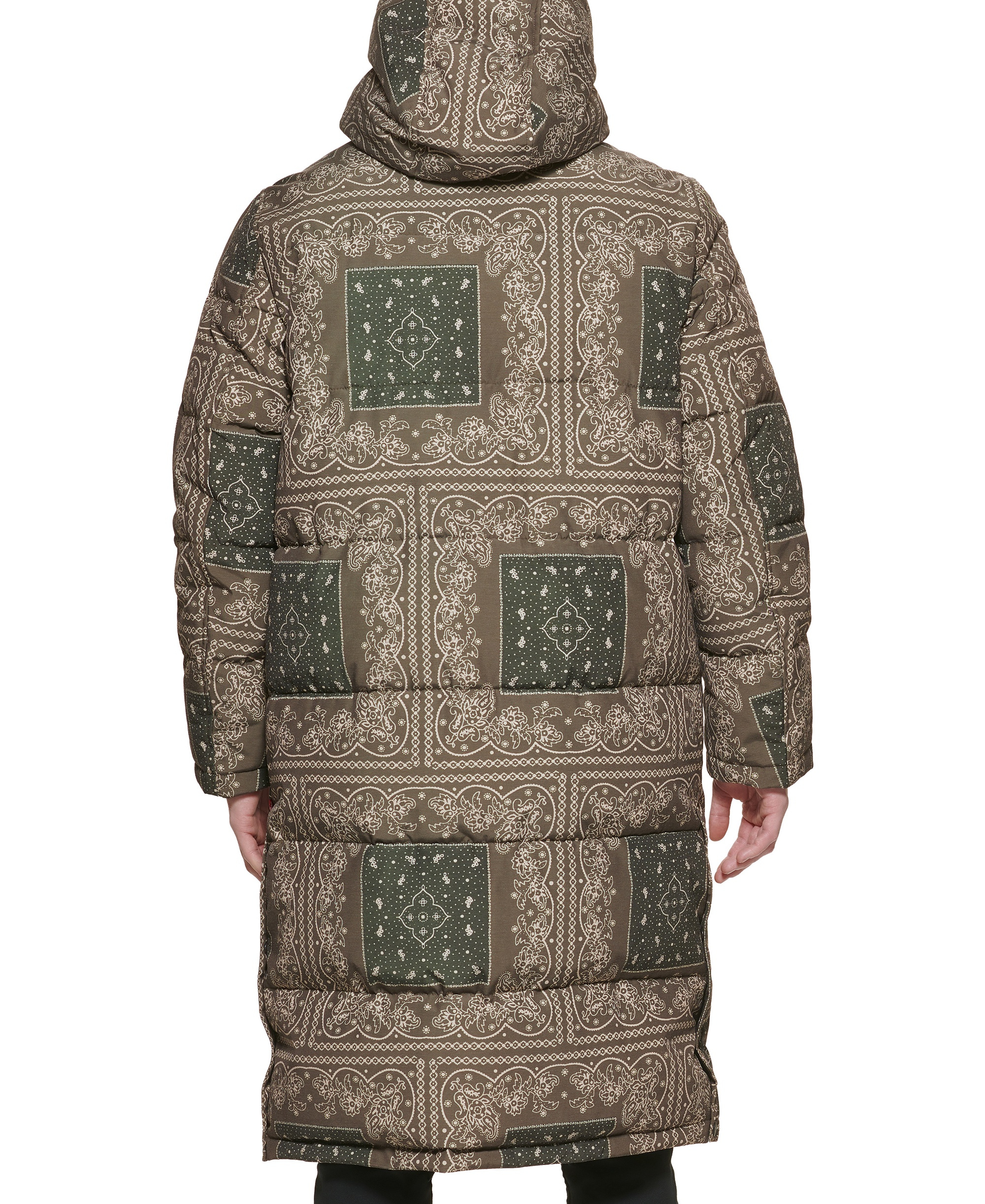 Levi's Men's Quilted Extra Long Parka Jacket - Olive Bandana
