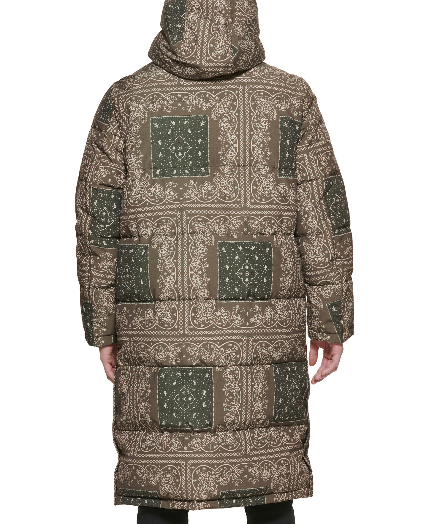 Levi's Men's Quilted Extra Long Parka Jacket - Olive Bandana