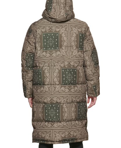 Levi's Men's Quilted Extra Long Parka Jacket - Olive Bandana