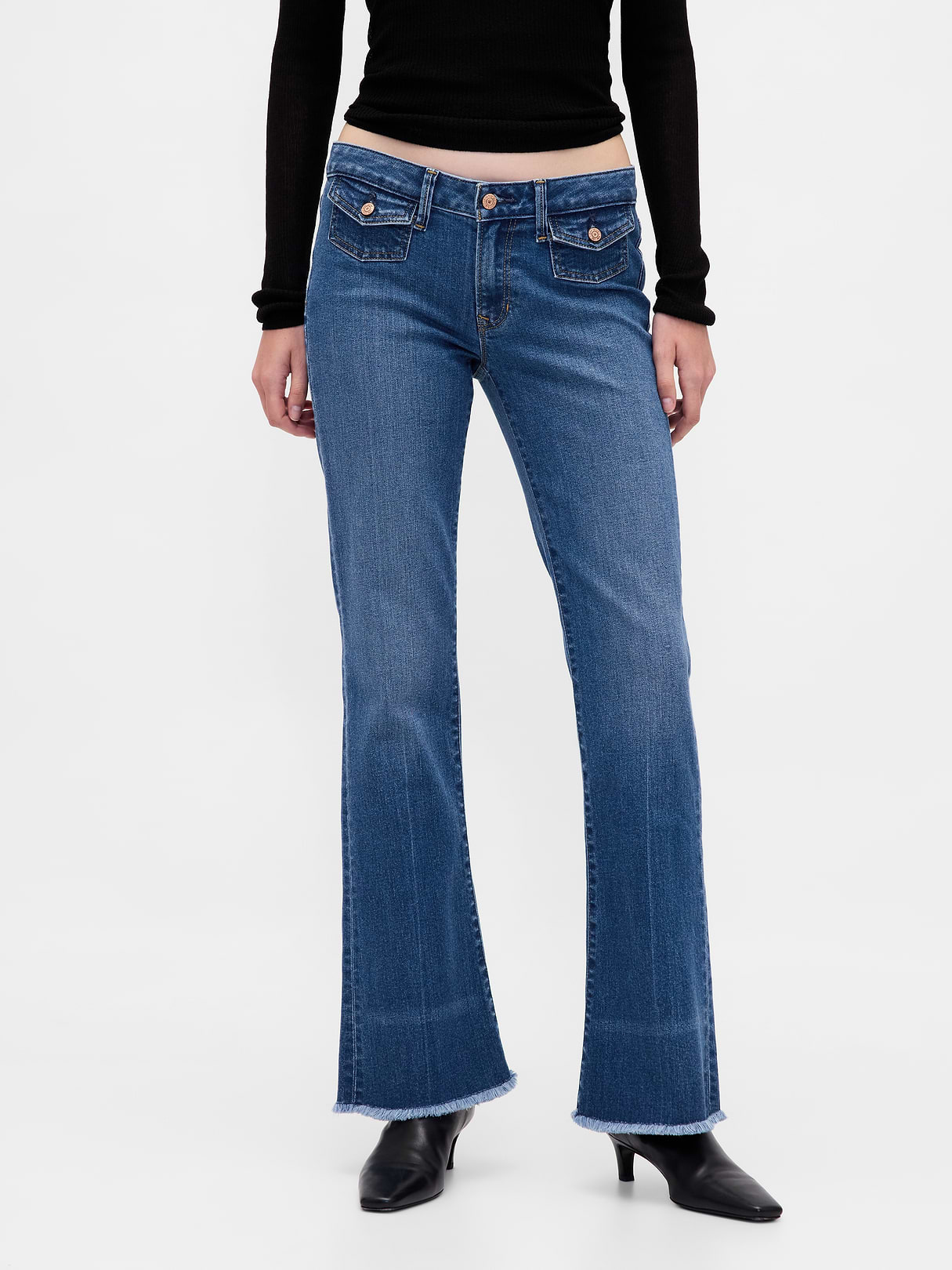 Low Rise Long & Lean Split-Hem Jeans - Medium indigo