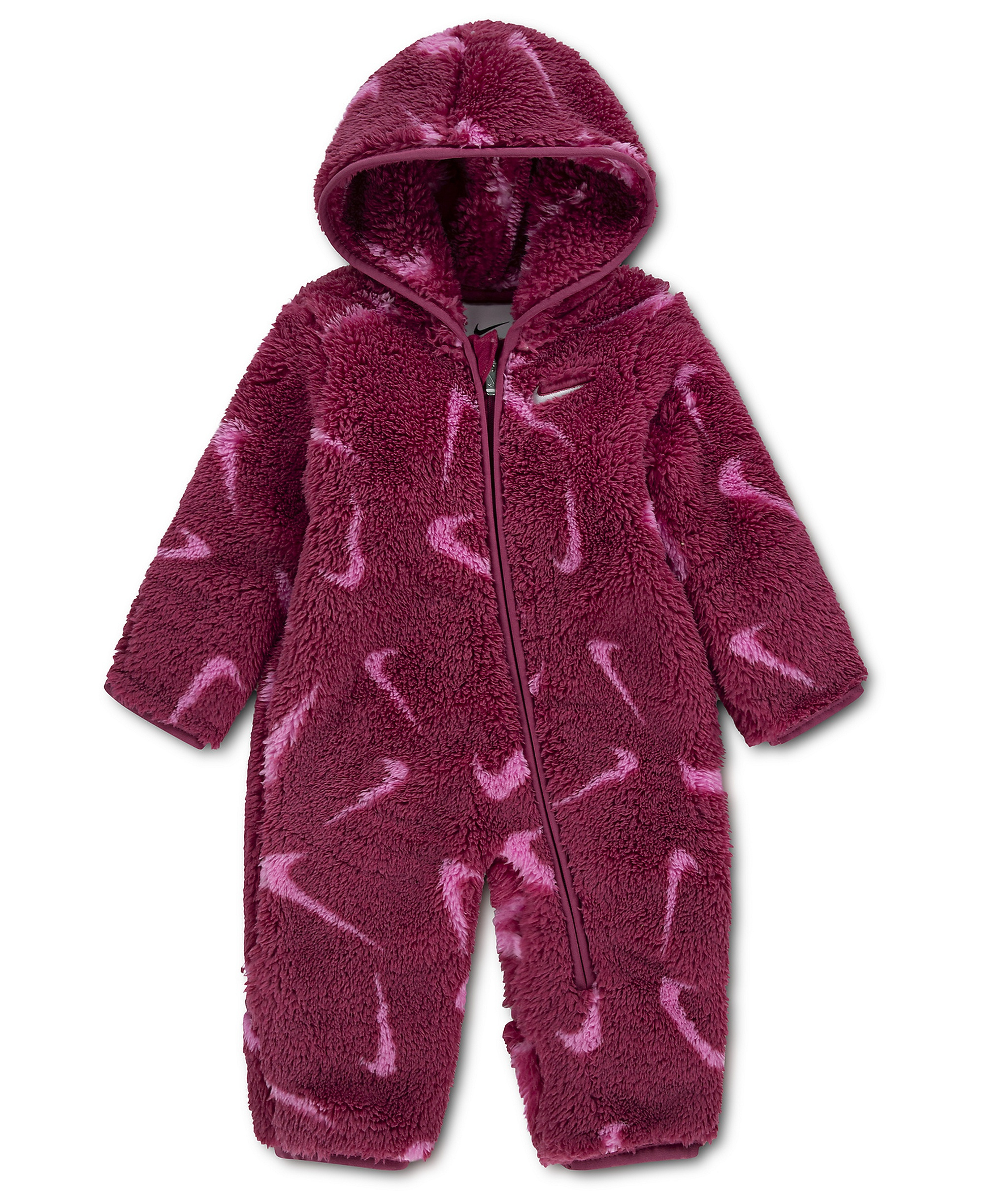 Nike Baby Boys' and Baby Girls' Hooded Printed High-Pile Fleece Coverall - Sweet Beet