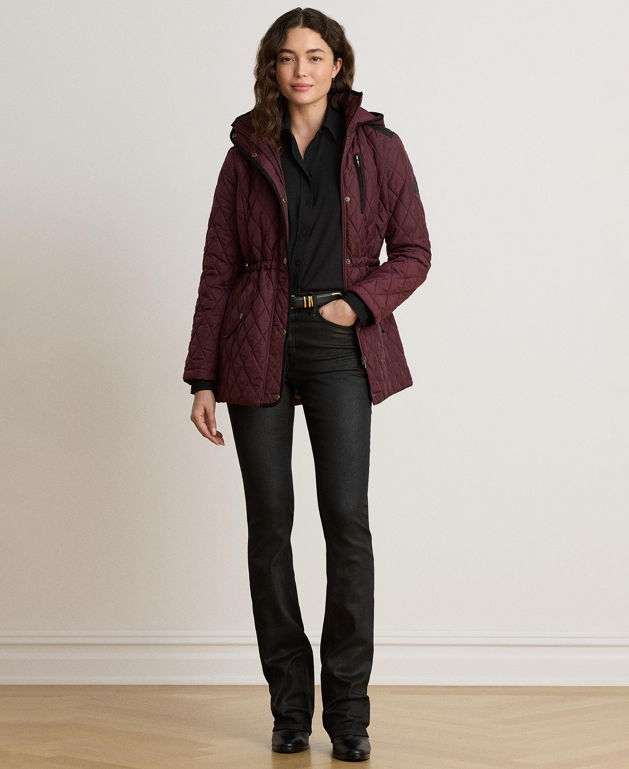 Lauren Ralph Lauren Women's Hooded Anorak Quilted Coat, Created for Macy's - Dark Garnet