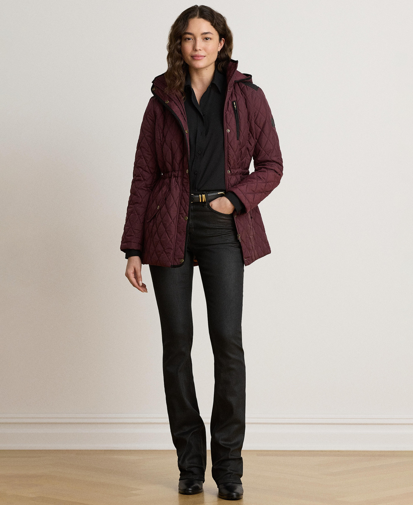 Lauren Ralph Lauren Women's Hooded Anorak Quilted Coat, Created for Macy's - Dark Garnet