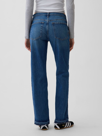 Mid Rise Relaxed Straight Jeans - Medium wash