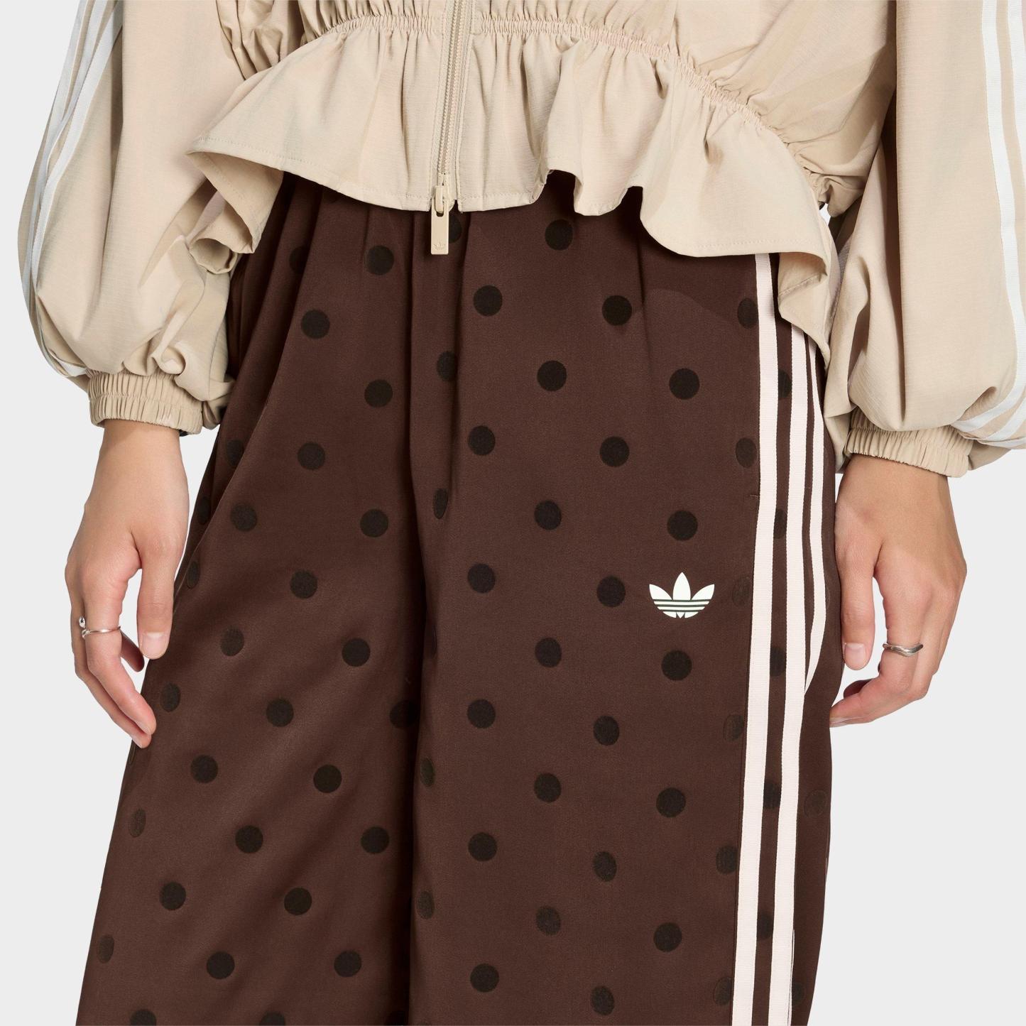 Women's adidas Originals Firebird Polka Dot Satin Wide-Leg Track Pants - Auburn