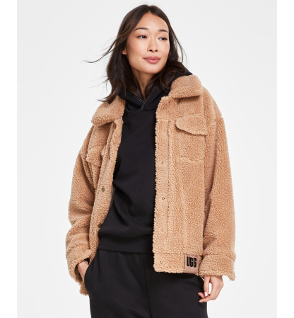 UGG Women's Frankie Sherpa Fleece Trucker Jacket - Camel Brown