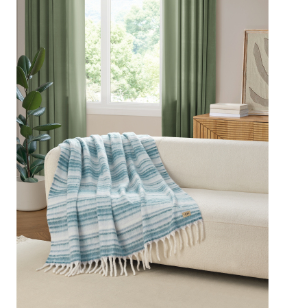 UGG® Joana Striped Throw, 50" x 70" - Silver Blue