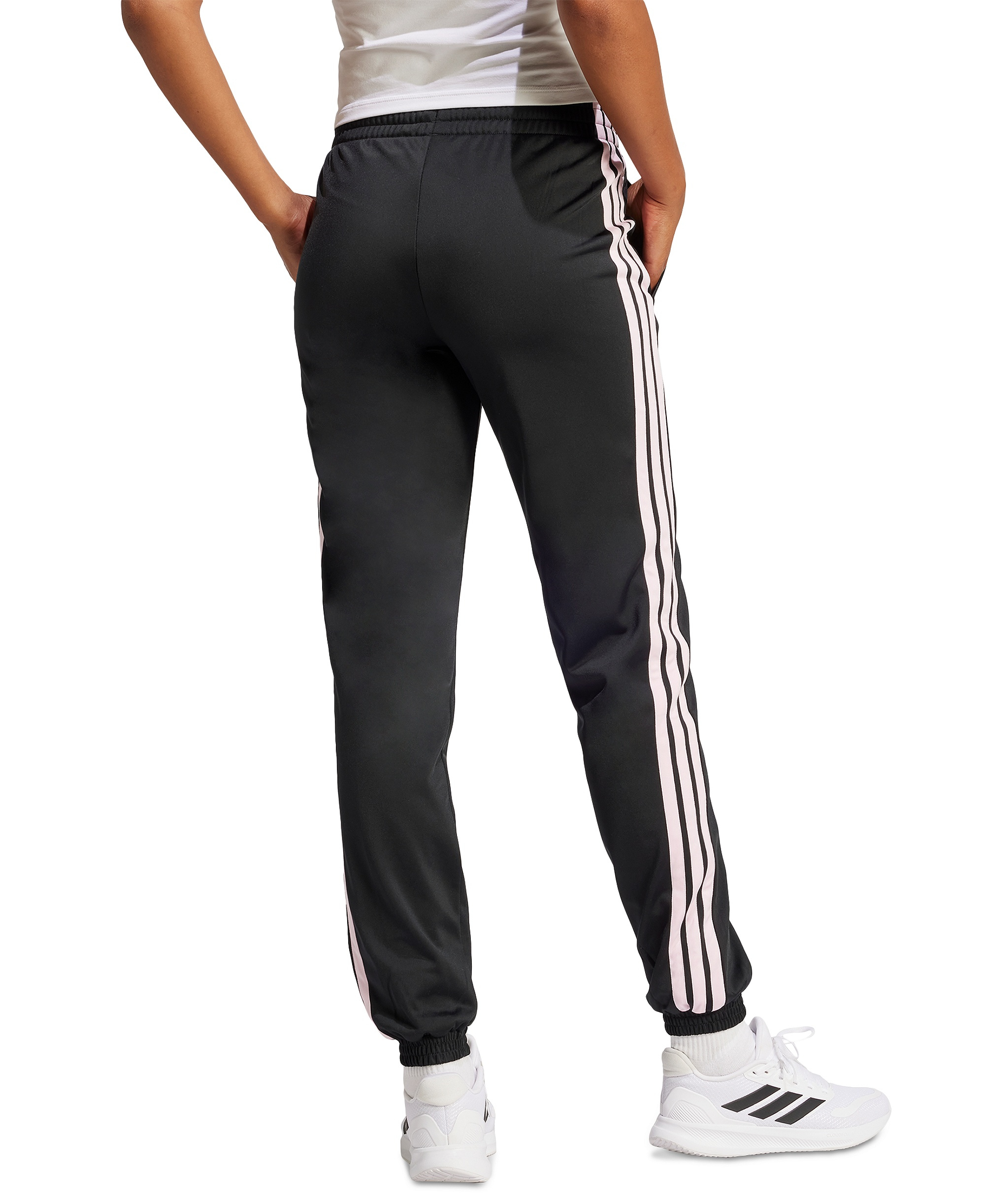 adidas Women's Tricot 3-Stripes Track Pants - Black/Clear Pink