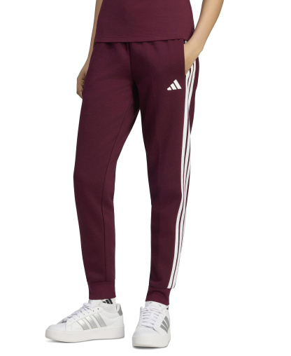 adidas Women's Essentials Three Stripes Fleece Slim Pants - Maroon/white