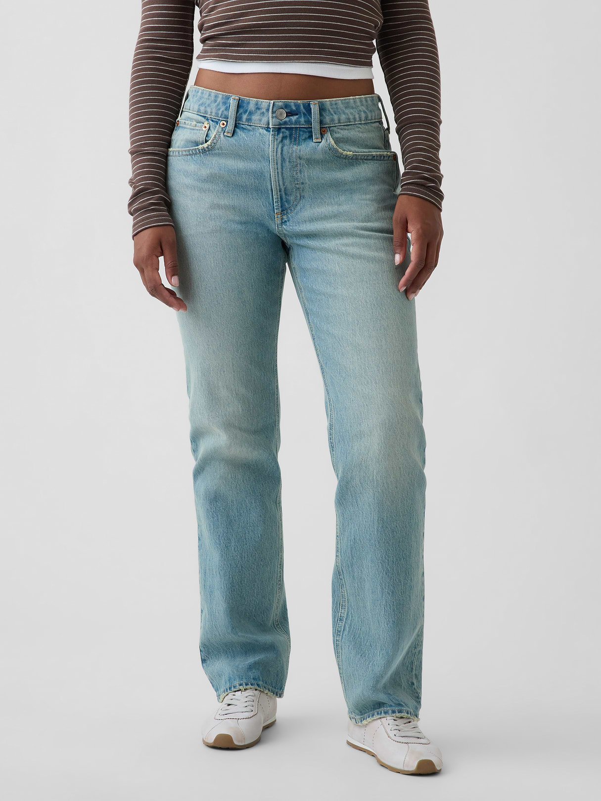 Curvy Mid Rise Relaxed Straight Jeans - Medium indigo
