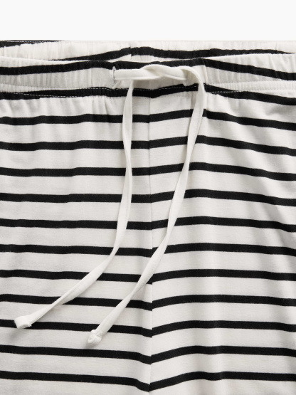 SoftMade Modal PJ Pants - Black & ivory beige stripe