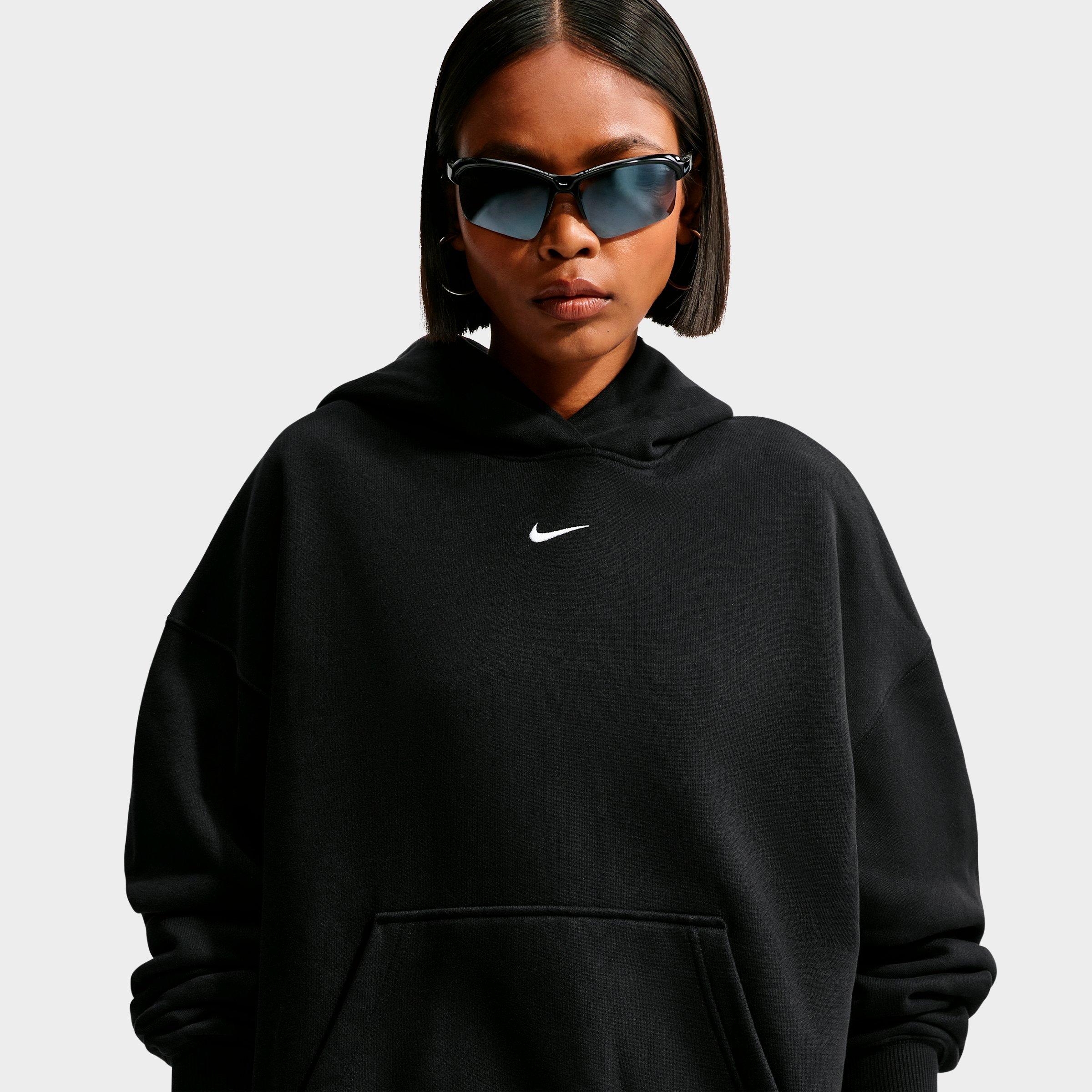 Women's Nithtke Studio Fleece Medium-Weight Camo Oversized Pullover Hoodie - Total Black/Sail