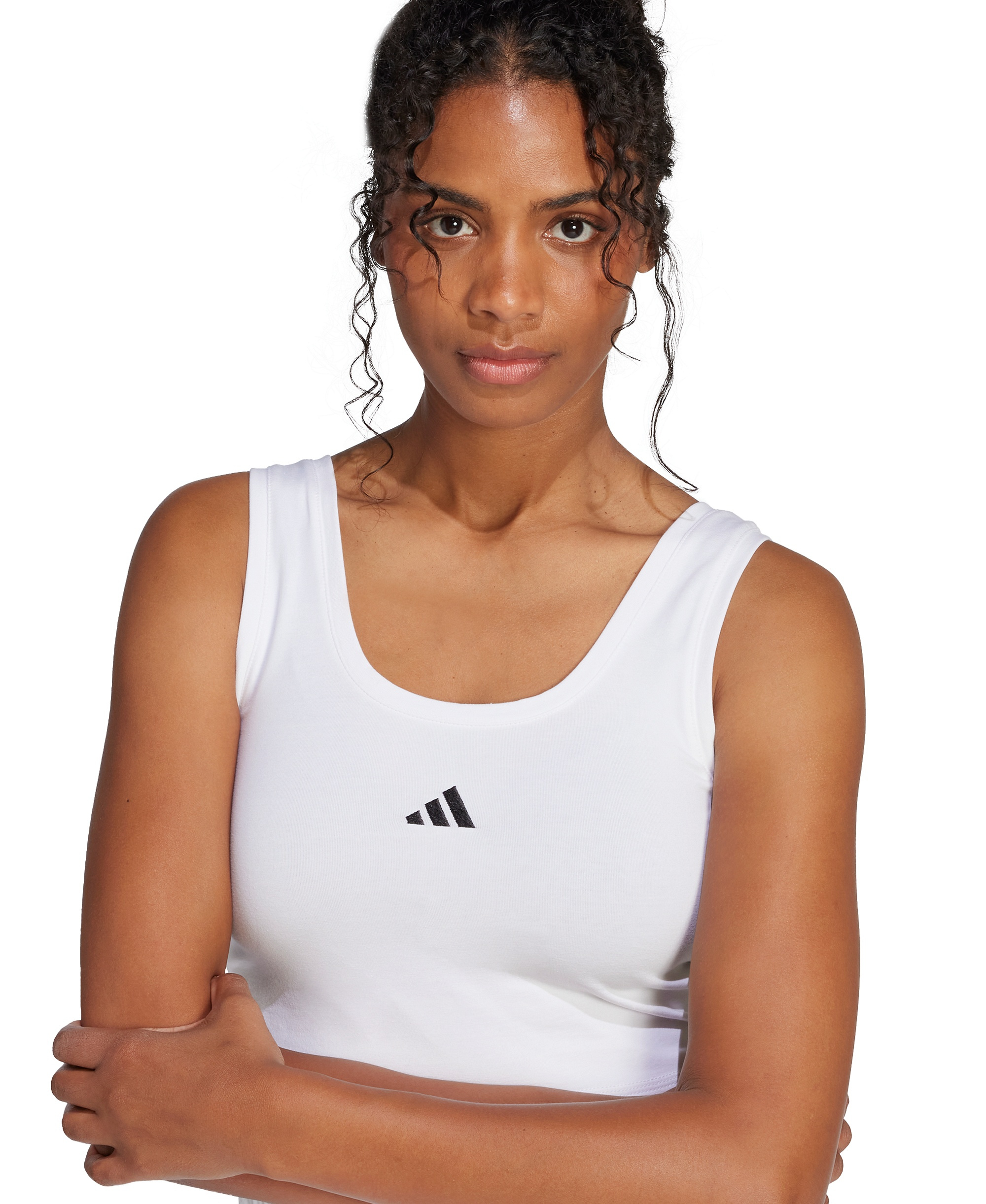 adidas Women's Essentials Small Logo Cotton Tank Top - White/Black