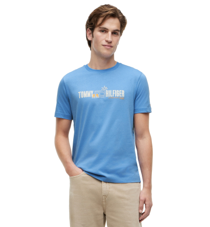 Tommy Hilfiger Men's Summer Chest Graphic Regular-Fit T-Shirt - Blue Spell