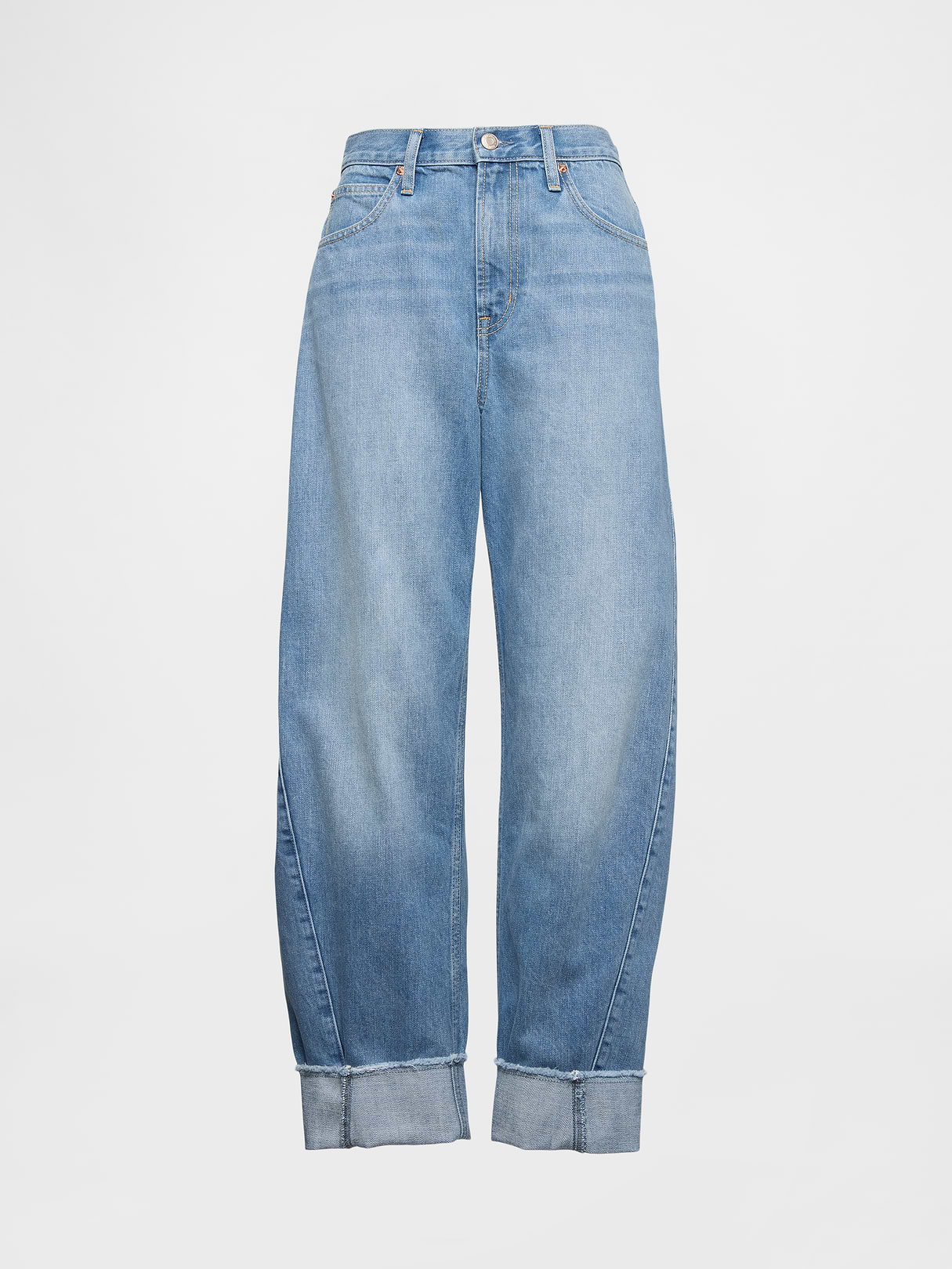 High Rise Barrel Jeans - Cuffed light indigo